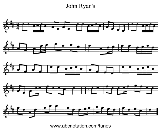 John Ryan's - staff notation