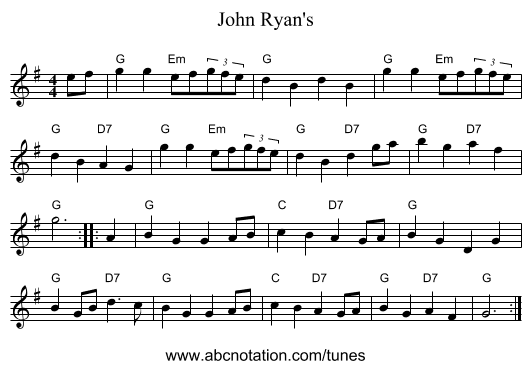 John Ryan's - staff notation