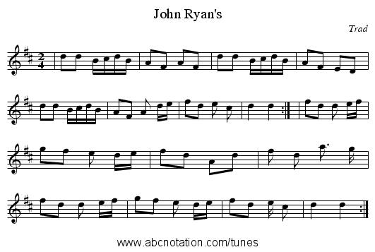 John Ryan's - staff notation