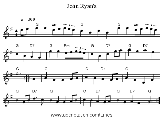 John Ryan's - staff notation