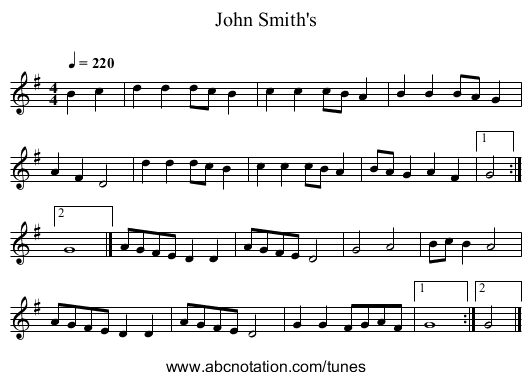 John Smith's - staff notation