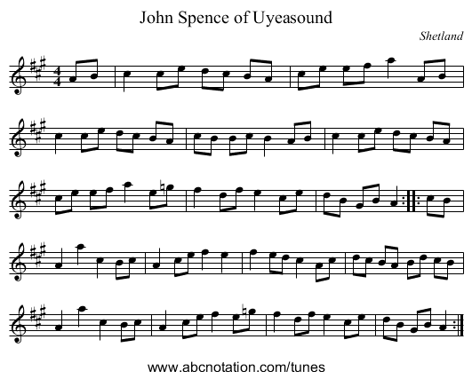 John Spence of Uyeasound - staff notation
