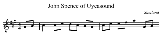 John Spence of Uyeasound - staff notation