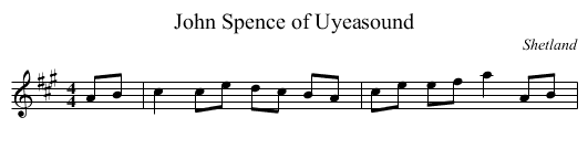 John Spence of Uyeasound - staff notation