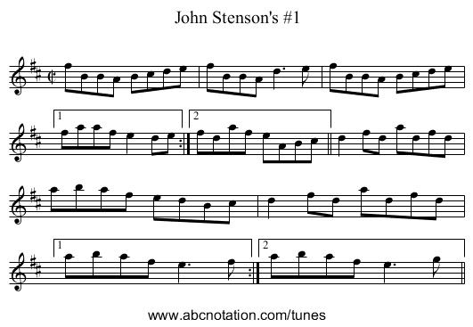 John Stenson's #1 - staff notation