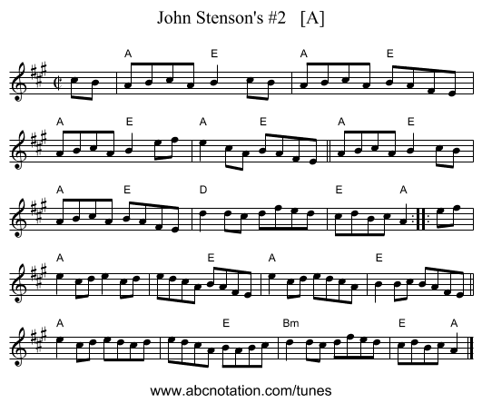 John Stenson's #2   [A] - staff notation