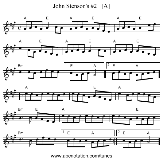 John Stenson's #2   [A] - staff notation