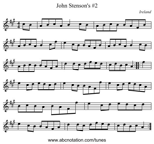 John Stenson's #2 - staff notation