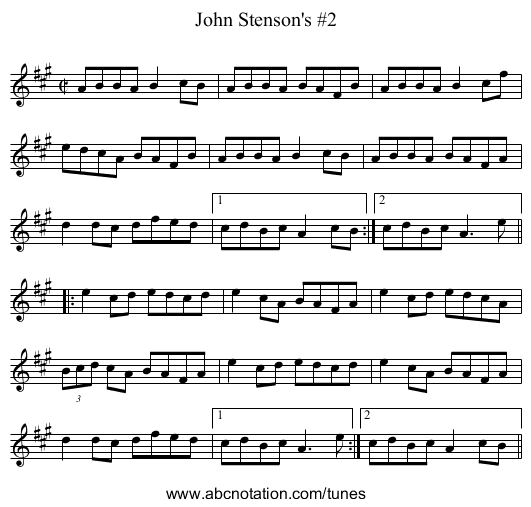 John Stenson's #2 - staff notation