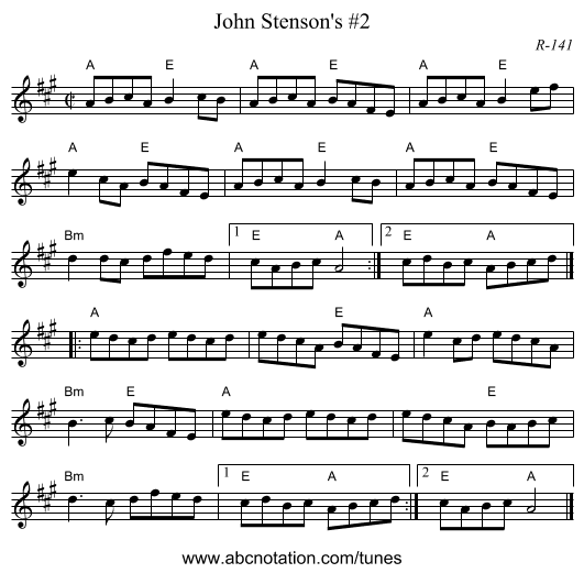 John Stenson's #2 - staff notation