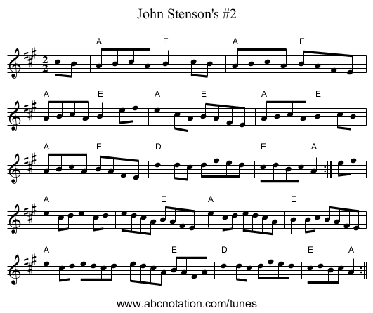 John Stenson's #2 - staff notation