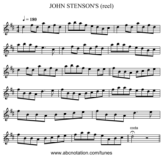 JOHN STENSON'S (reel) - staff notation