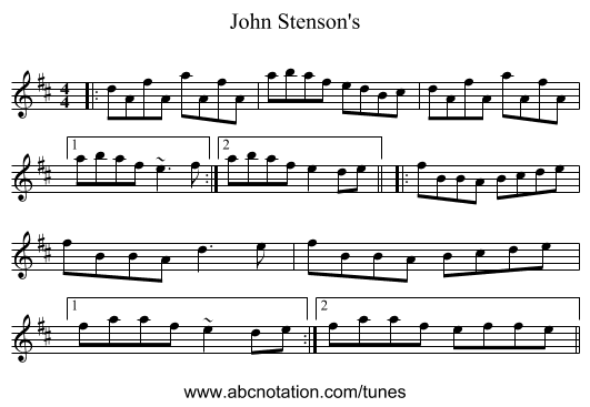 John Stenson's - staff notation