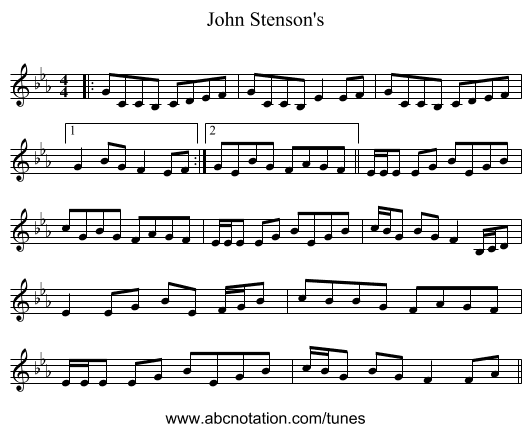 John Stenson's - staff notation
