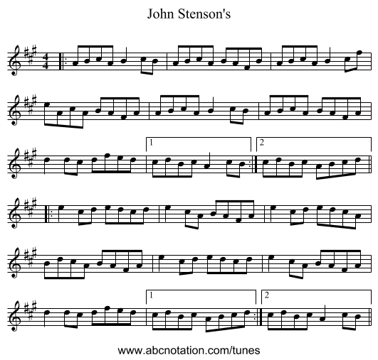 John Stenson's - staff notation