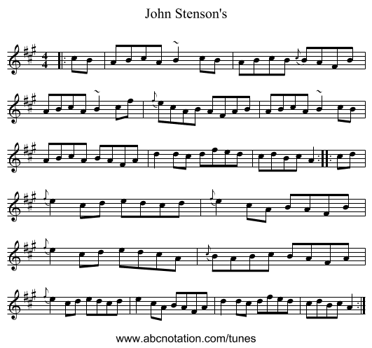 John Stenson's - staff notation