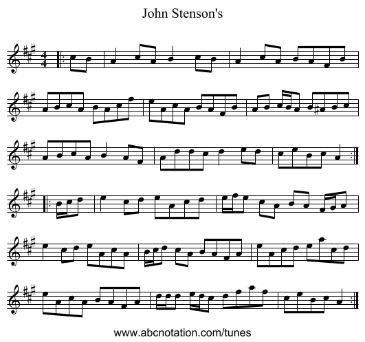 John Stenson's - staff notation