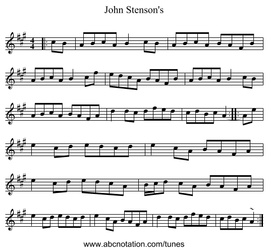 John Stenson's - staff notation