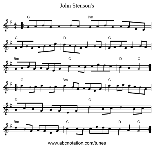 John Stenson's - staff notation