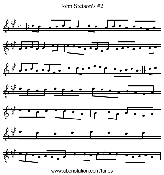 John Stetson's #2 - staff notation