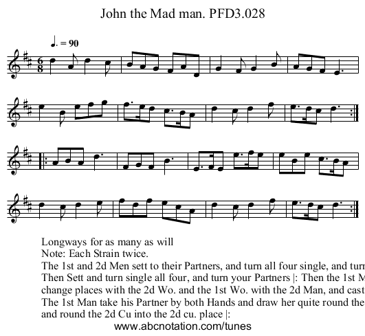 John the Mad man. PFD3.028 - staff notation