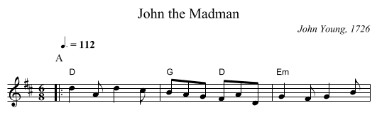 John the Madman - staff notation