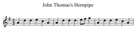 John Thomas's Hornpipe - staff notation