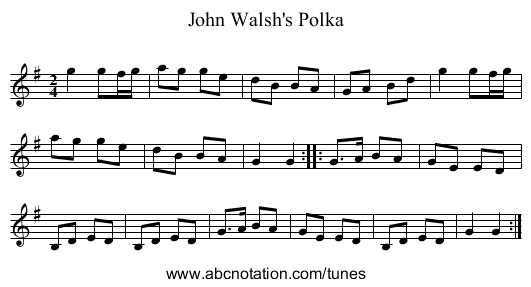 John Walsh's Polka - staff notation