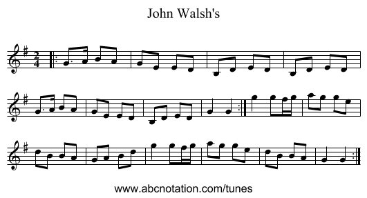 John Walsh's - staff notation
