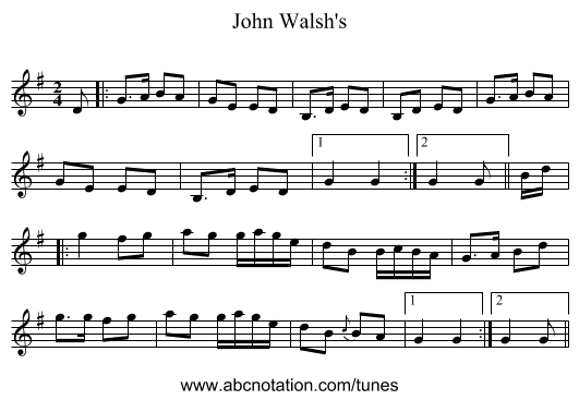 John Walsh's - staff notation