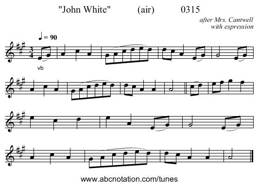 John White           (air)           0315 - staff notation