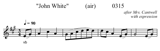 John White           (air)           0315 - staff notation