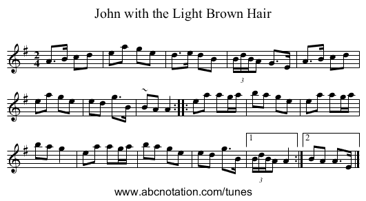 John with the Light Brown Hair - staff notation