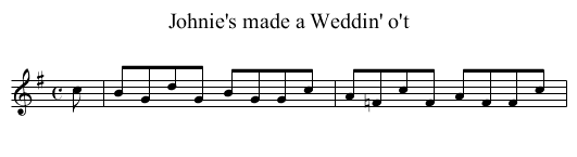 Johnie's made a Weddin' o't - staff notation