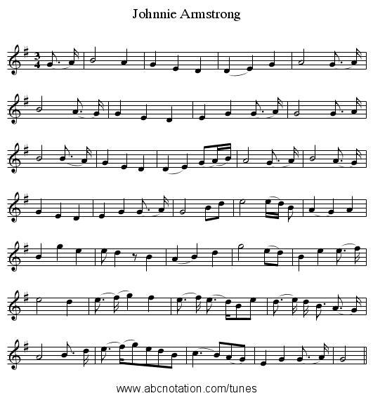 Johnnie Armstrong - staff notation