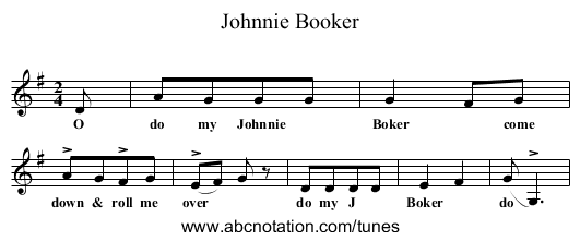 Johnnie Booker - staff notation