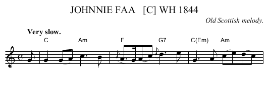 JOHNNIE FAA   [C] WH 1844 - staff notation