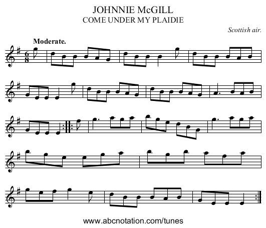 JOHNNIE McGILL - staff notation