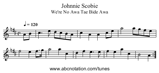 Johnnie Scobie - staff notation