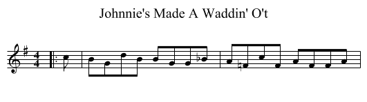 Johnnie's Made A Waddin' O't - staff notation