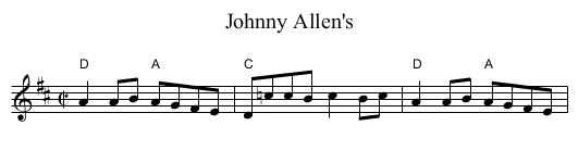 Johnny Allen's - staff notation