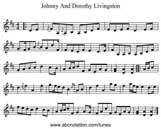 Johnny And Dorothy Livingston - staff notation