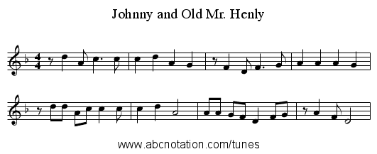 Johnny and Old Mr. Henly - staff notation