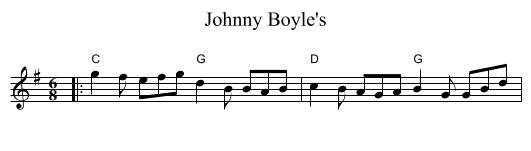 Johnny Boyle's - staff notation