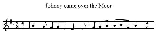 Johnny came over the Moor - staff notation