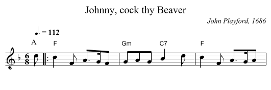 Johnny, cock thy Beaver - staff notation
