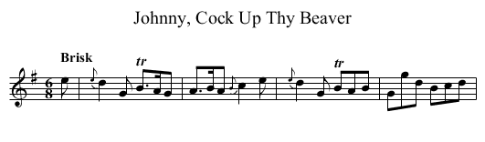 Johnny, Cock Up Thy Beaver - staff notation