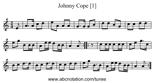 Johnny Cope [1] - staff notation