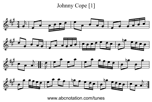 Johnny Cope [1] - staff notation