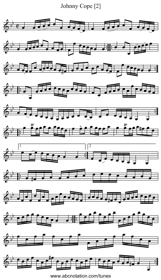 Johnny Cope [2] - staff notation